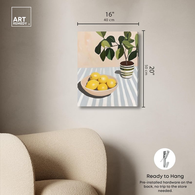 Lemon with Green Canvas by Art Remedy, Gallery Wrapped