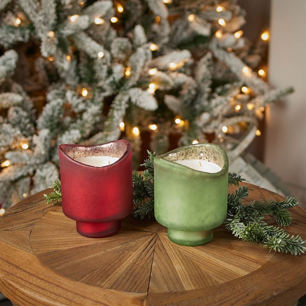 Wassail Spiced Cider Soy Wax Christmas Candles with Glass Holder - 5" - Set of 2