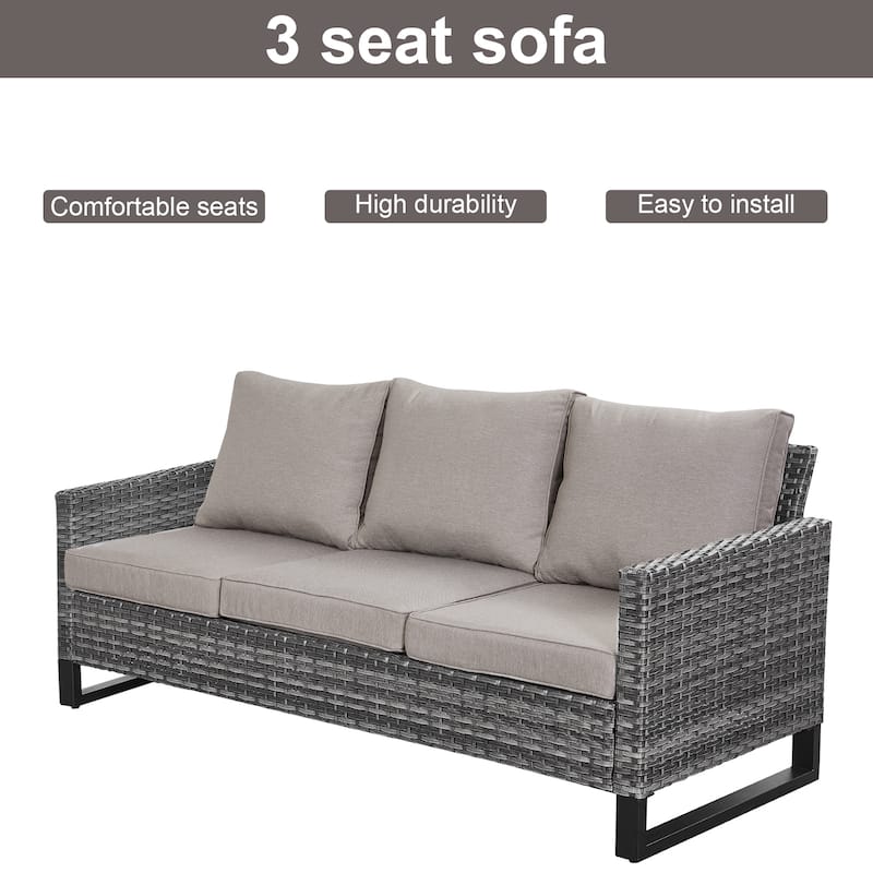 Gymojoy 3-Seat Outdoor Sofa, All-Weather PE Wicker