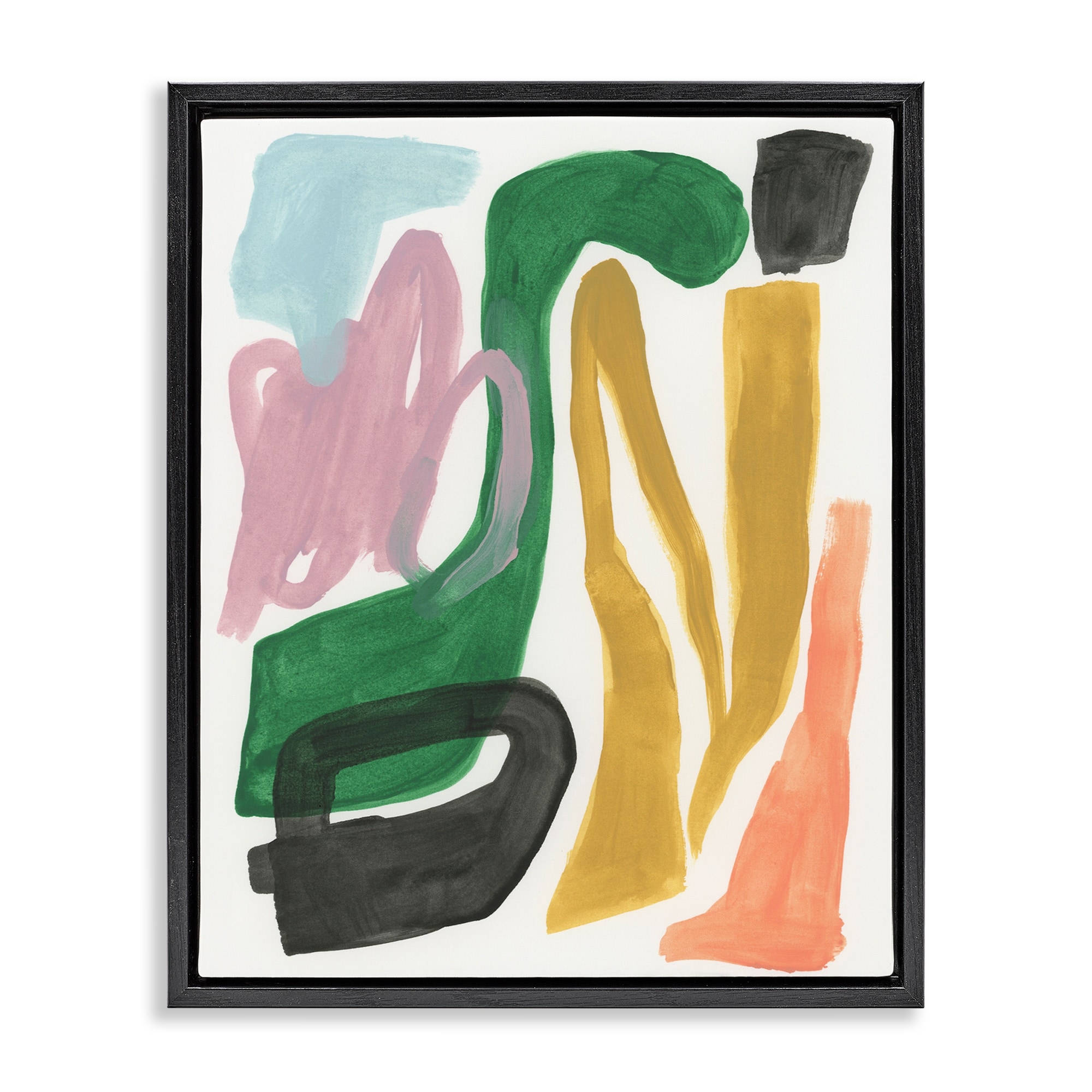 Stupell Bright Contemporary Shapes Framed Floater Canvas Wall Art Design By June Erica Vess