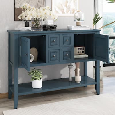 Console Tables for Entryway,Narrow Console Table with Storage,46" Extra Long Foyer Table, Sofa Tables with Draws and 2 Cabinets