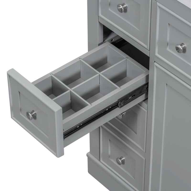 36" Bathroom Vanity with Sink Combo: Cabinet, Six Drawers