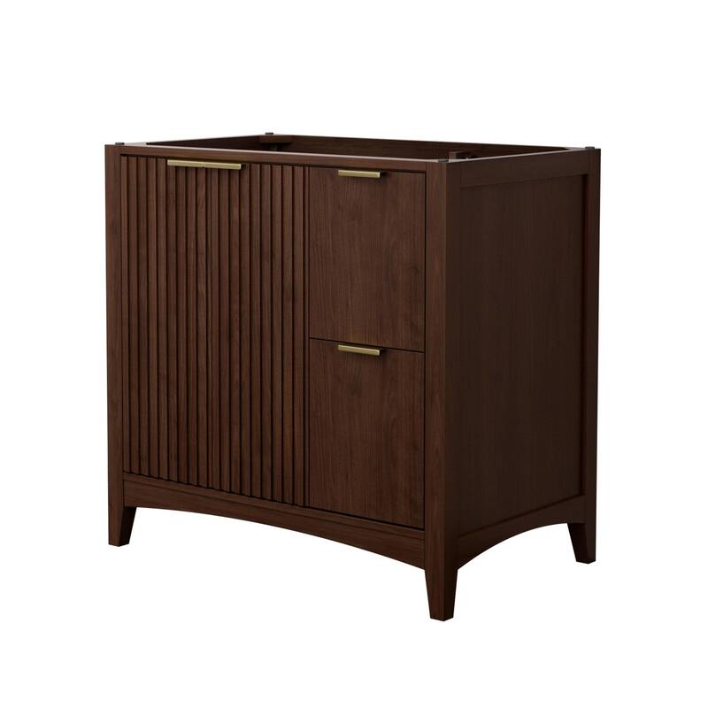 Wyndham Collection WCF9191-36S-CXSXXMXX Palmilla 36" Single Free - Dark Walnut / Brushed Gold Hardware