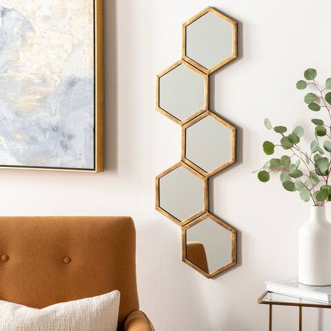 Falak Modern Geometric Hexagons Mirror - 11"H x 35"W