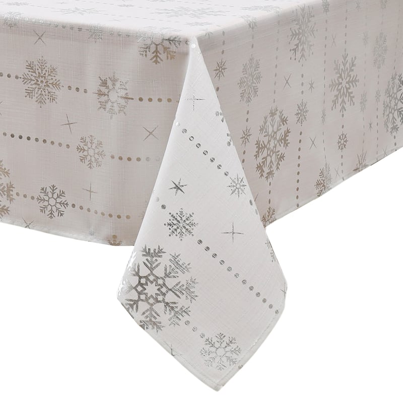 Foil Wonderland Snowflake Holiday Fabric Tablecloth - 60x120