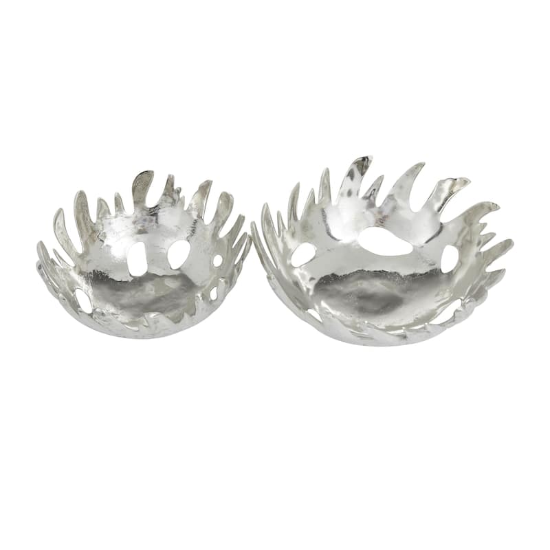 Aluminum Metal Decorative Bowl - Set of 2 Silver, Gold, Black - Roche River Decor