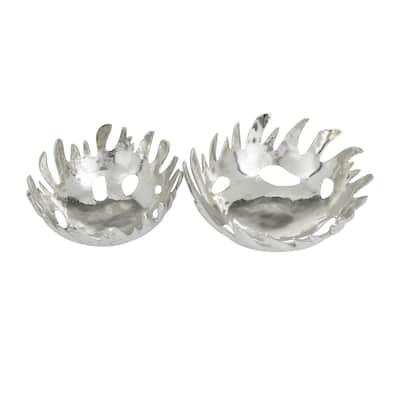 Aluminum Metal Decorative Bowl - Set of 2 Silver, Gold, Black - Roche River Decor