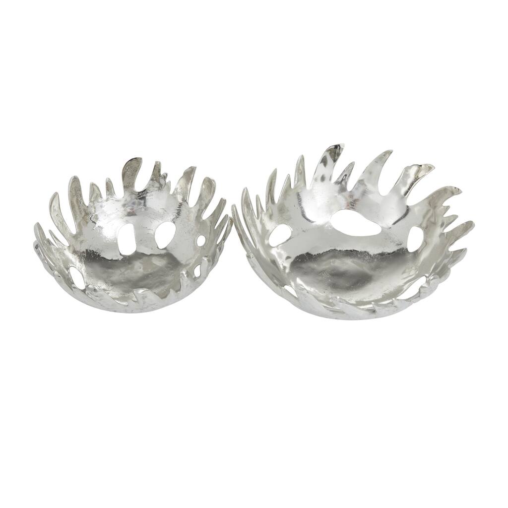 Aluminum Metal Decorative Bowl - Set of 2 Silver, Gold, Black - Roche River Decor