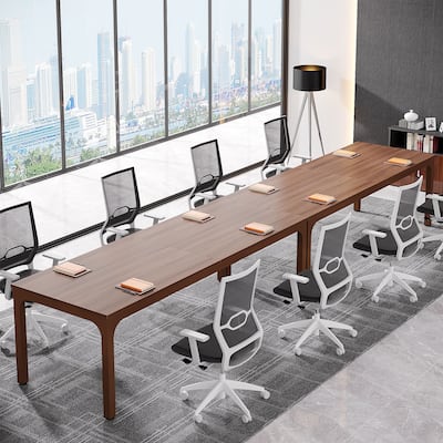 6.5FT Conference Table Set of 2, Large Meeting Table with Metal Legs