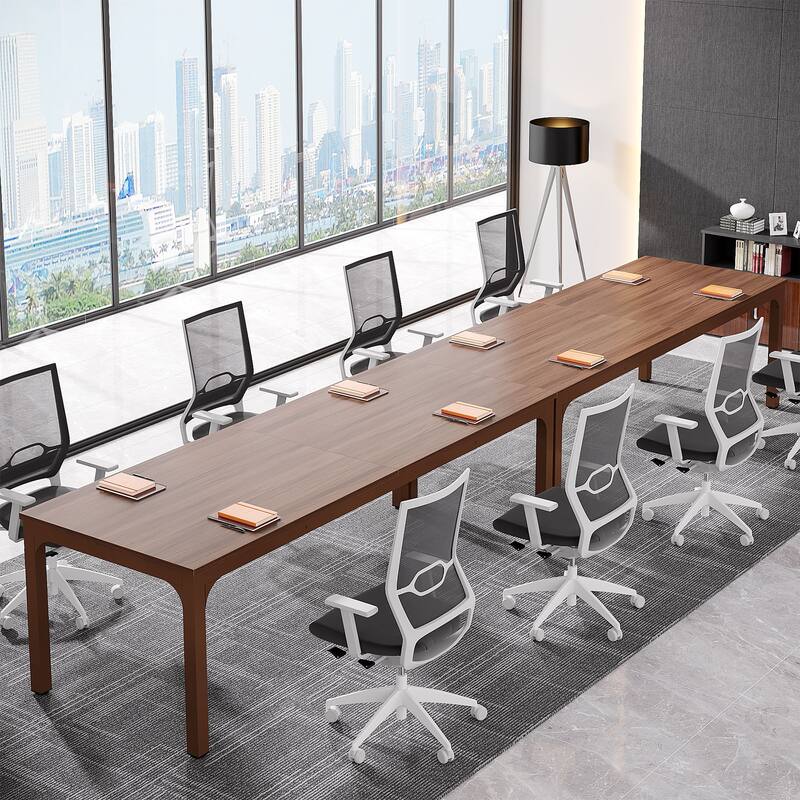 6.5FT Conference Meeting Seminar Business Table Set for 8-12 Person (Set of 2) - Coffee Brown