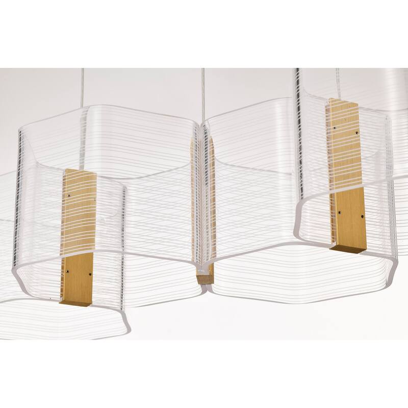 Kenzo LED 6 Light Island Pendant Polished Anodized Bronze Finish Light Guide Panel - Polished Anodized Bronze