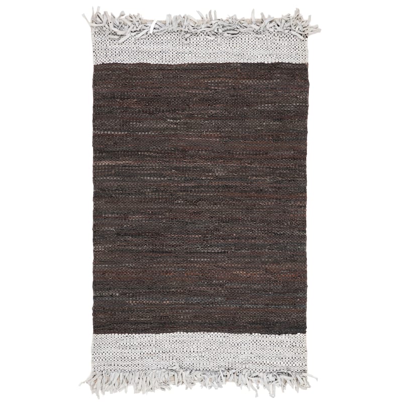 SAFAVIEH Handmade Vintage Boho Leather Catrina Modern Stripe Leather