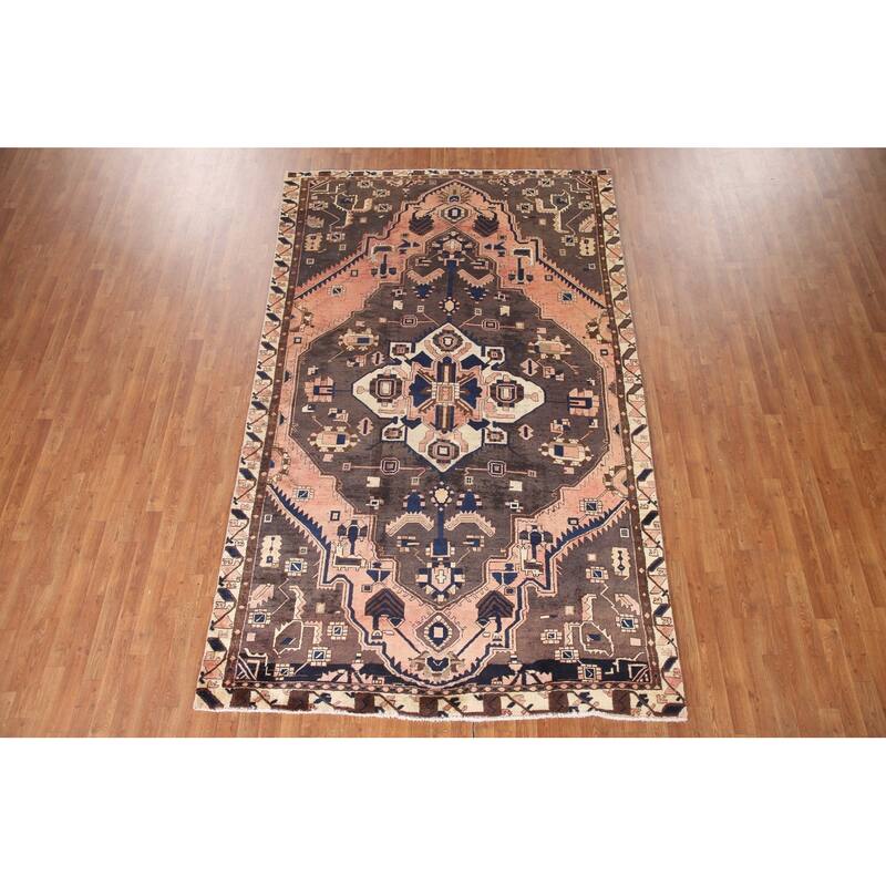 Hand Knotted Oriental 100% Wool Carpet Traditional Tribal Coral Bakhtiari Area Rug - 10' 6'' X 6' 6''