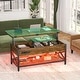 preview thumbnail 5 of 27, Lift Top Coffee Table with LED Lights and USB Port, Modern Farmhouse Convertible Dining Table