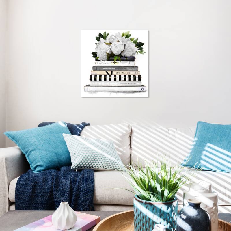 Wynwood Studio Canvas Fashion and Glam White Girlboss Books Simple White and Glam Wall Art Canvas Print - 20 x 20
