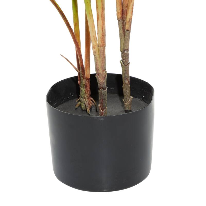 Faux Foliage Bird of Paradise or Anthurium Artificial Plant with Realistic Leaves and Black Pot - Green - Roche River Decor