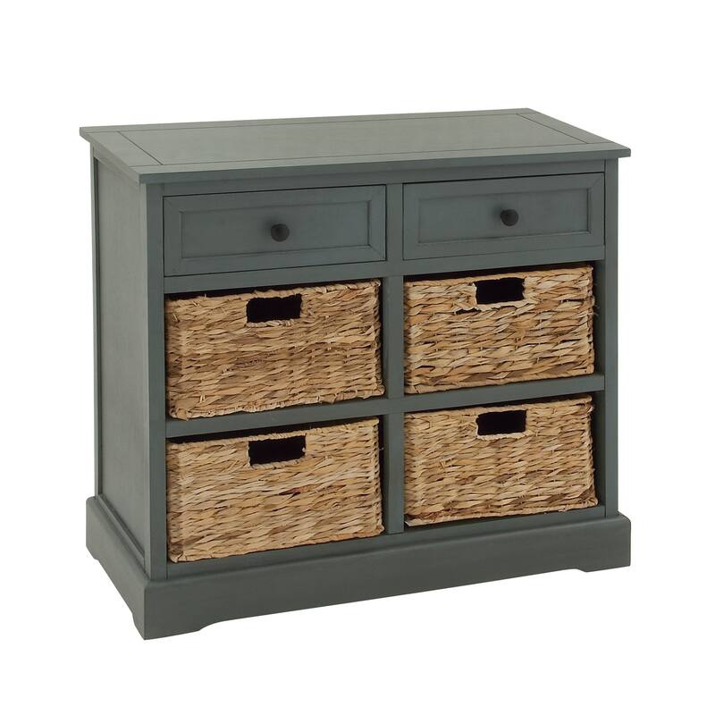 Cream, Teal, White or Brown Wood 2 Baskets and 1 Drawer Storage Unit - 16 x 13 x 28