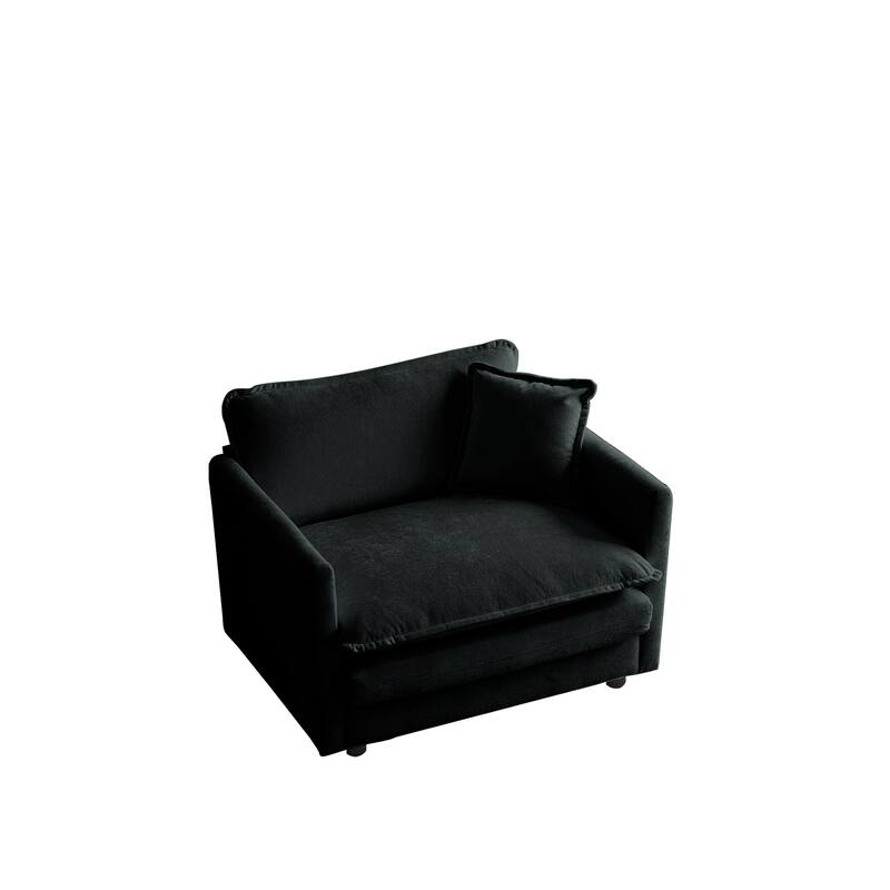3-Piece Chenille Living Room Sofa Set (Loveseat + Accent Chair) with Solid Wood Frame & Plush Cushions