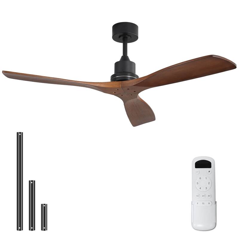 Sofucor 48/52 Inch Ceiling Fan with Light, Solid Wood Blades for Living Room, Bedroom,Smart Optional