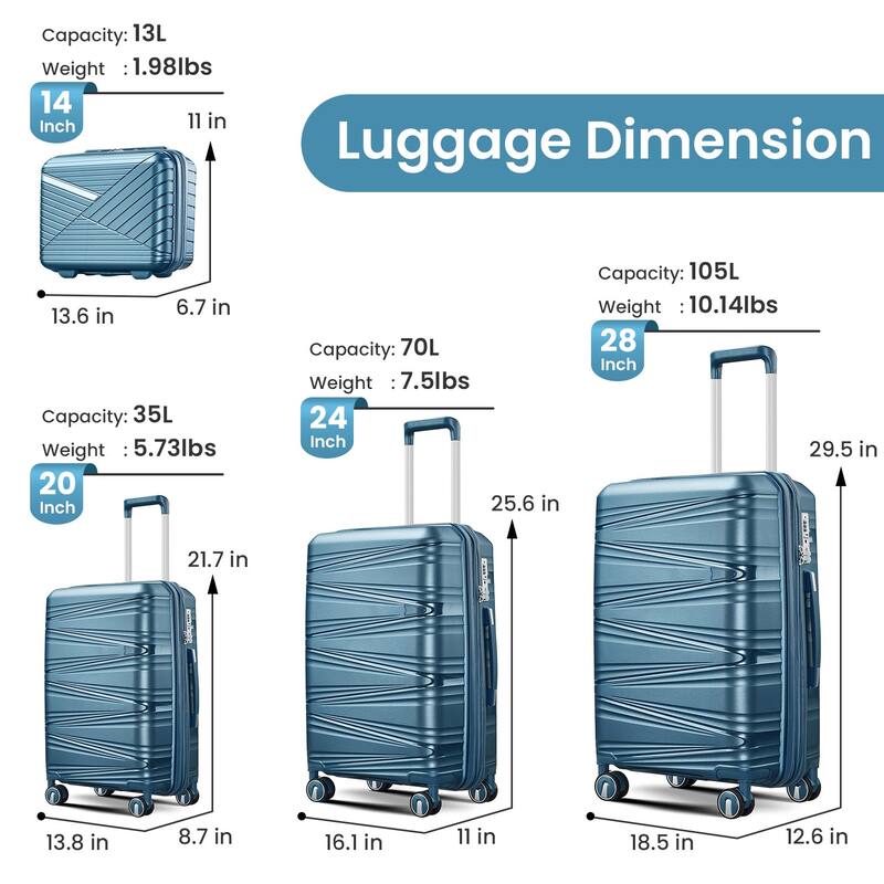 Luggage Sets 4 Piece with Spinner Wheel, Hardside Suitcase Set with TSA Lock, Expandable Luggage for Men and Women Travel