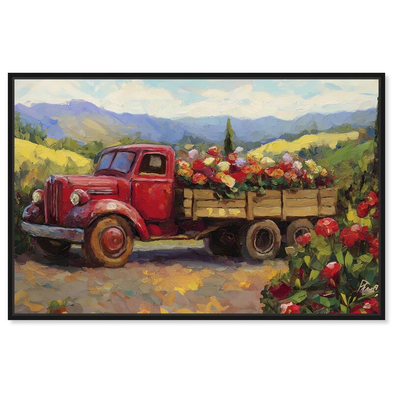 Flowers in Transit II Canvas by Art Remedy - Black - 54" x 36"