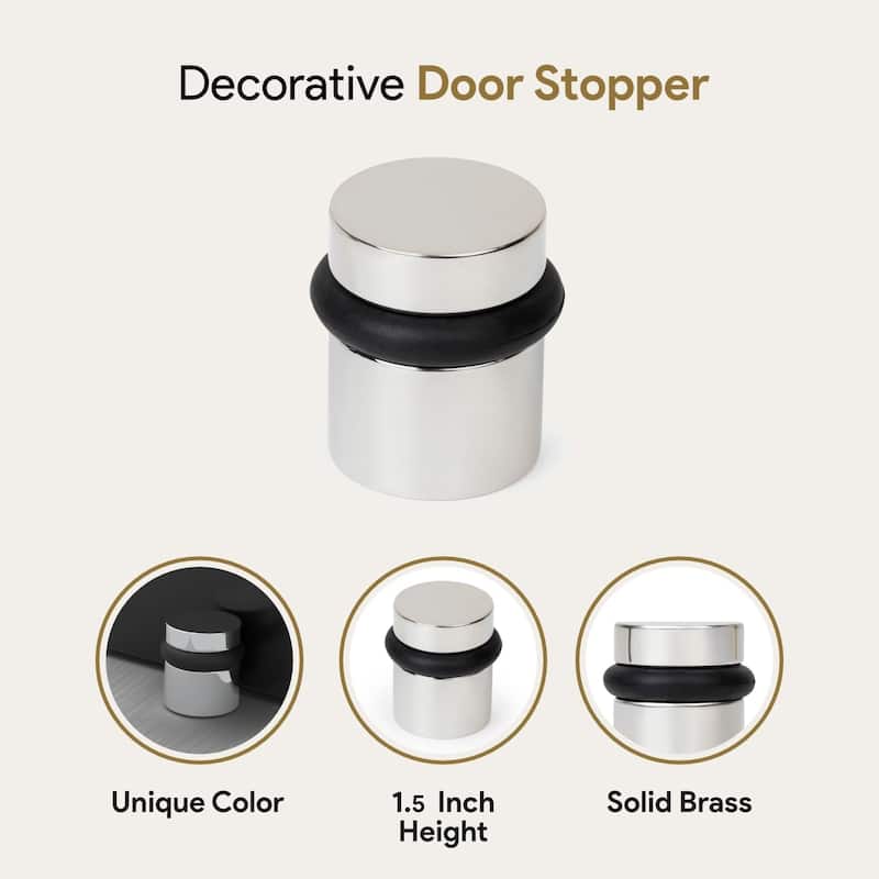 Mega Handles Round Floor Mounted Door Stopper – Solid Brass Decorative Door Wall Protector with Mounting Kit Included