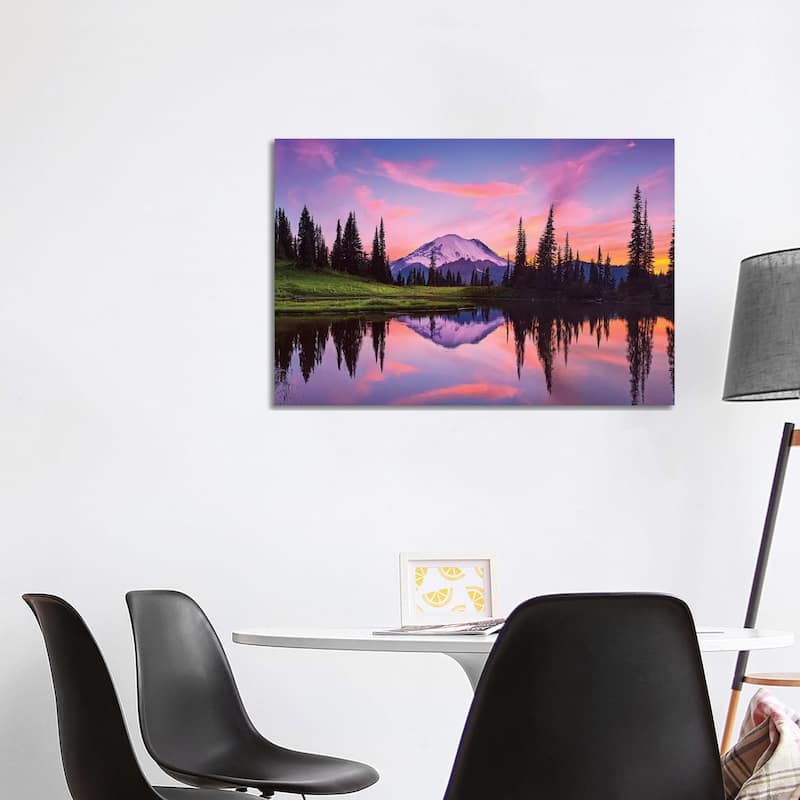 iCanvas "USA, Washington State, Mt. Rainier National Park. Tipsoo Lake panoramic at sunset." by Jaynes Gallery Canvas Print - 26x40x1.5