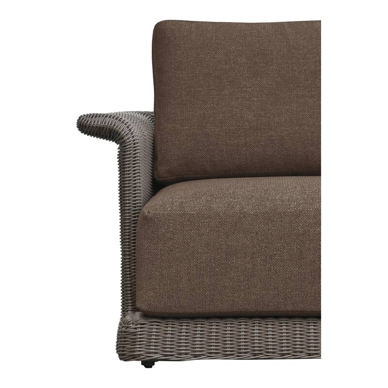 NADAAL STUDIOS Aralina Outdoor Accent Chair, Curved Windowpane Frame, Brown Stripe Upholstery