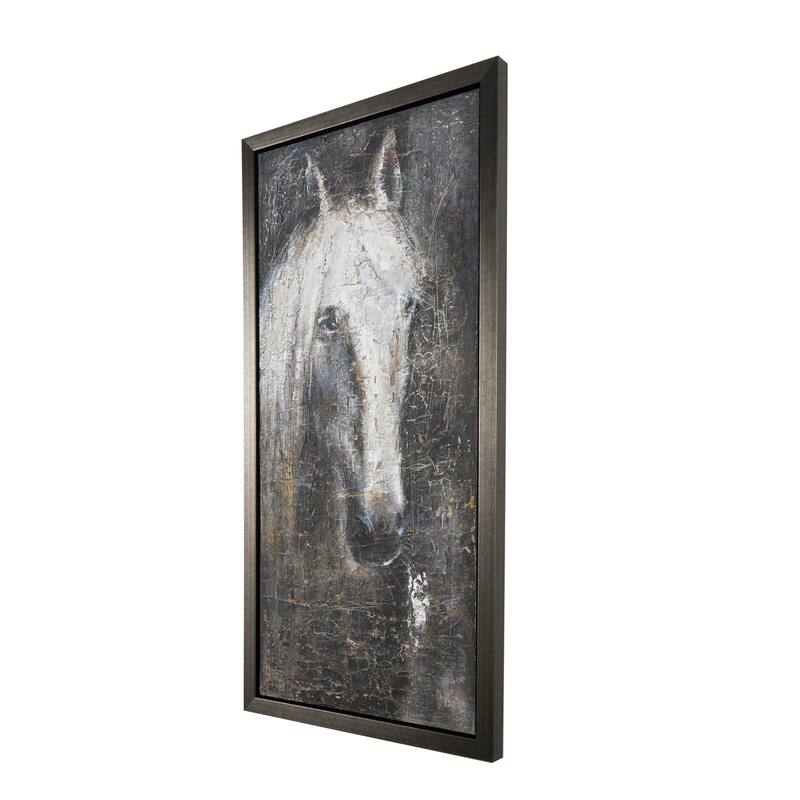 Canvas Horse Framed Wall Art with Textured Distressing - Black - Roche River Decor