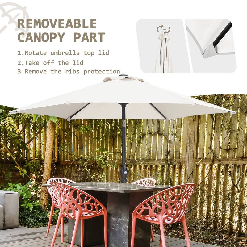 Autlaycil 7.5FT Solar Patio Umbrella with Base and Tilt,Crank