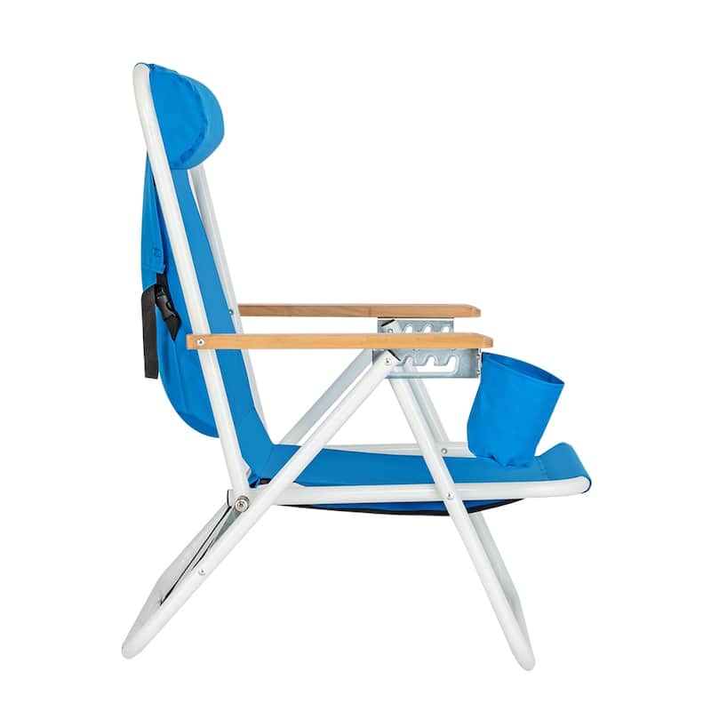 Outdoor Portable High Strength Beach Chair with Adjustable Headrest