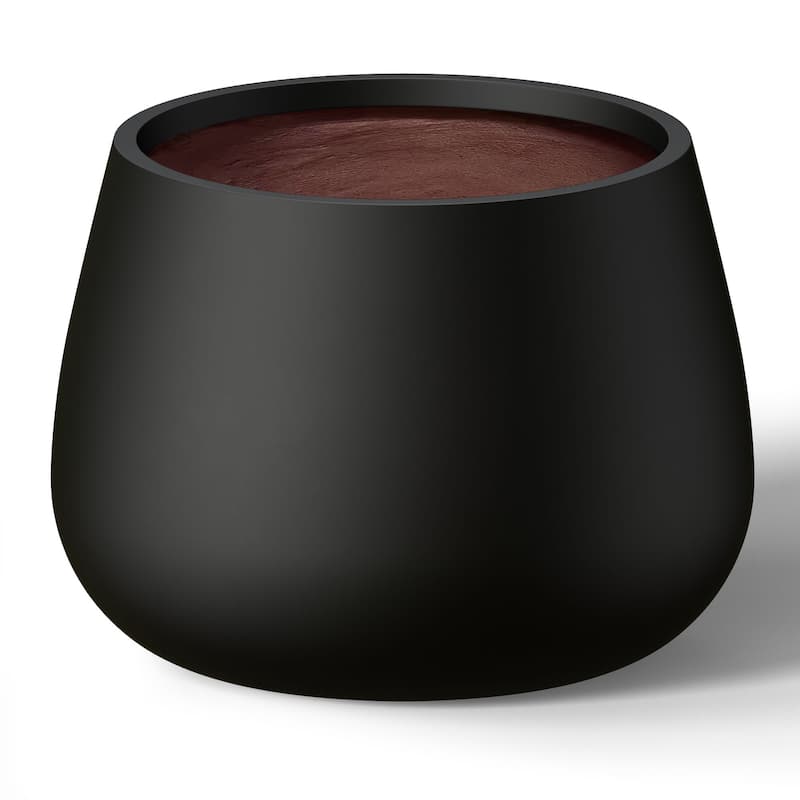Concrete Round Planter with Enhanced Interior - 18 x 13.5 in - Charcoal Black(Enhanced Interior)