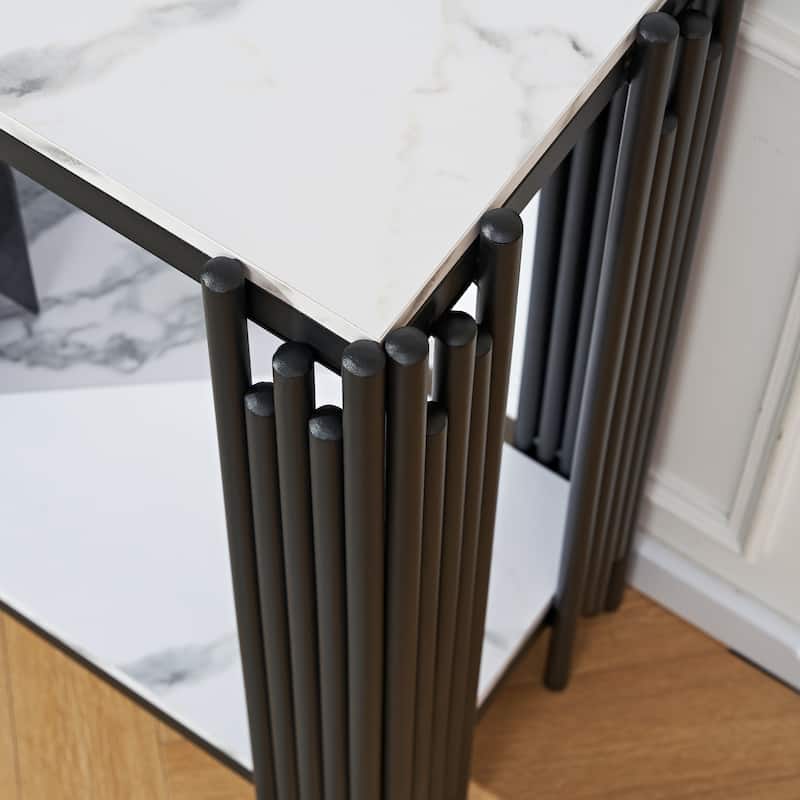 2 Tier Faux Marbling Console Table