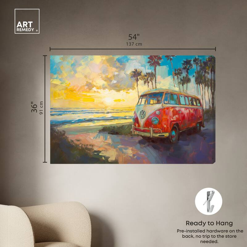 Art Remedy Memories At The Beach Gallery Wrapped Colorful Coastal 1 Piece Canvas Wall Art
