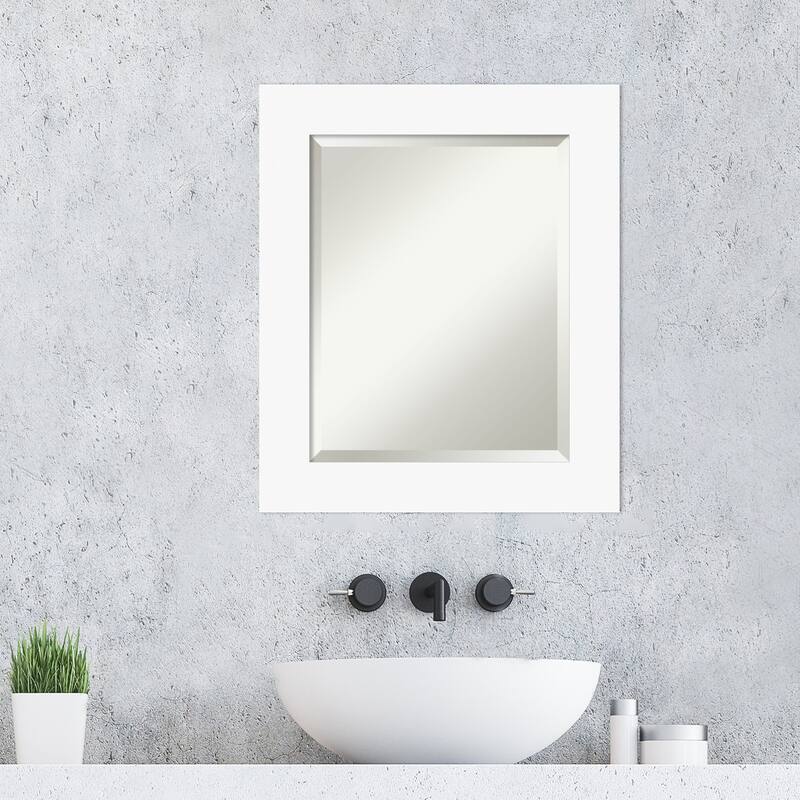 Basic Beveled Wood Framed Bathroom Vanity Wall Mirror