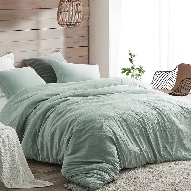 Duvet Cover Set - Natural Loft Queen - Iceberg Green