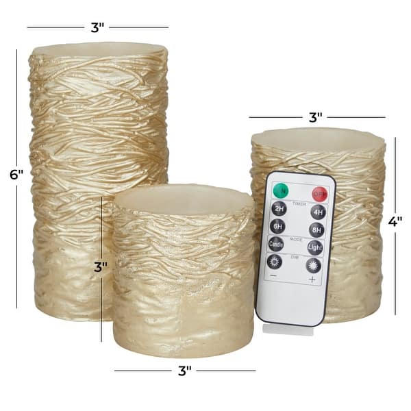 dimension image slide 3 of 5, Resin Traditional Flameless Candle (Set of 3) - S/3 6"4"3"H
