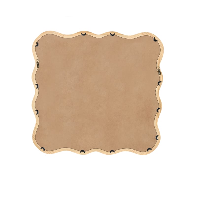 Mia Solid Wood Wavy Square Large Wall Mirror with HD Reflection and Artistic Frame Design by GDFStudio - 36" x 36"