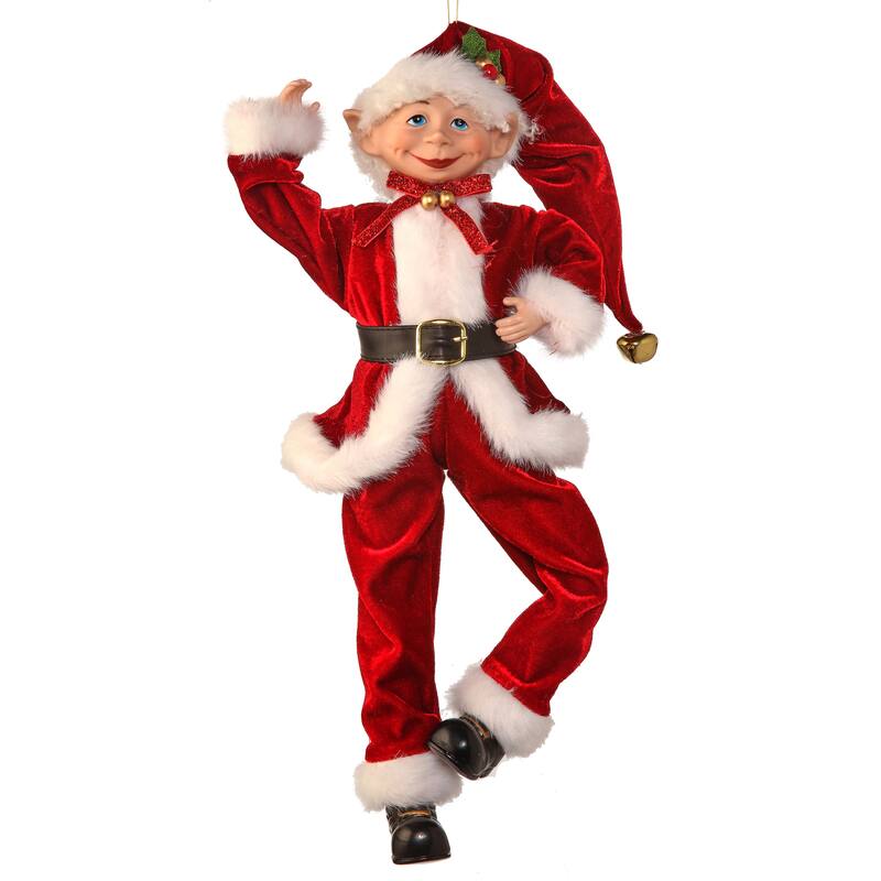 17" Fabric Traditional Bendable Elf Ornament