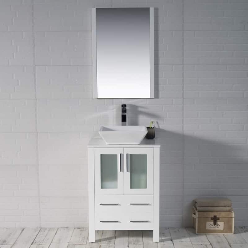 Blossom Sydney 24" Bathroom Vanity with Ceramic Vessel Sink & Mirror - Glossy White