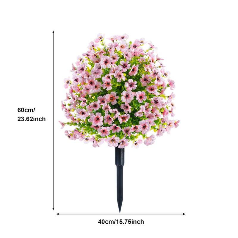 2Pcs Artificial Plant Flowers Bushes for Outdoors with Ground Spike - 15.75 inch