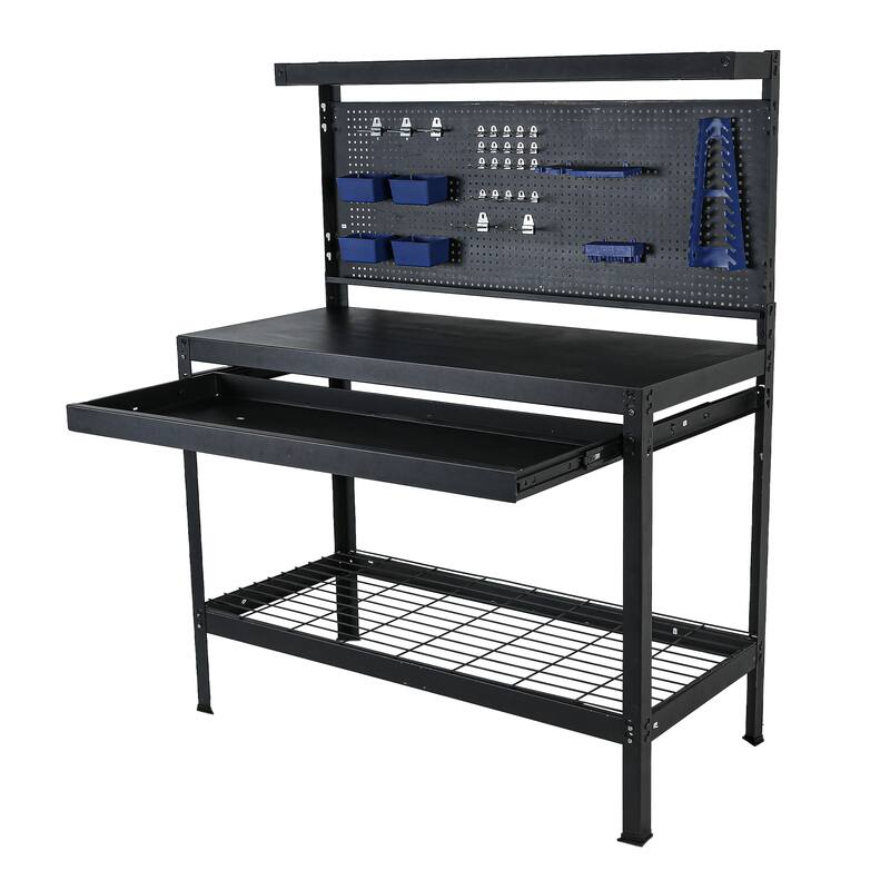 Tools Cabinet Work Table with Metal Top and 1-Drawer