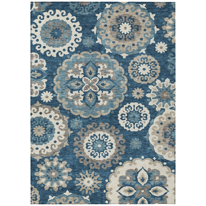 HomeRoots Floral Medallion Transitional Rectangle Outdoor Rug