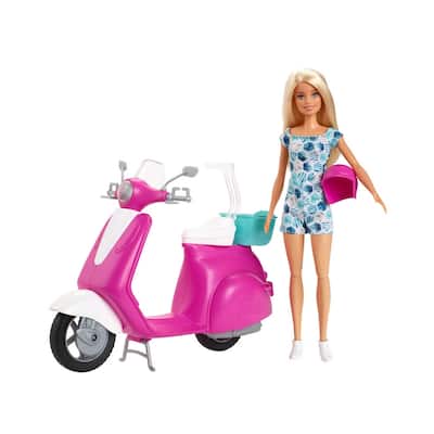 Barbie Doll with Pink and White Scooter Playset