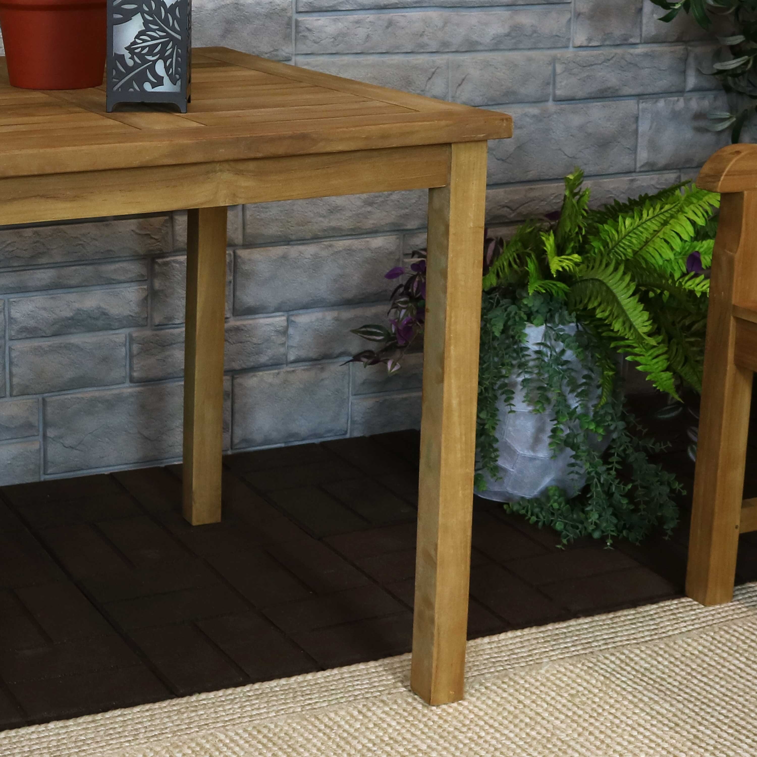 Teak Outdoor Square Dining Table - Light Stain Finish - 32