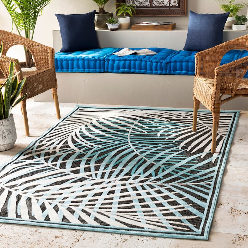 The Curated Nomad Salvia Indoor/ Outdoor Area Rug - 5' x 7'6" - Teal