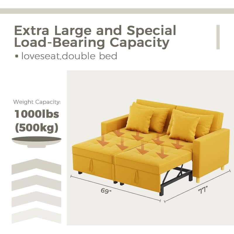 AECOJOY 3-in-1 Sofa Bed Double Sleeper Chair Bed