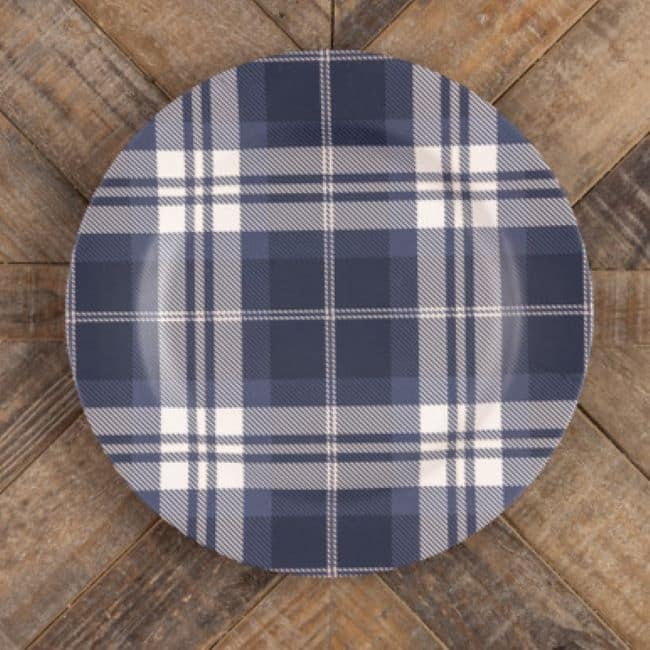 Patriotic Porch Plate & Blue Plaid Charger Plate – 4pc Sets (Plates or Chargers or Combo)