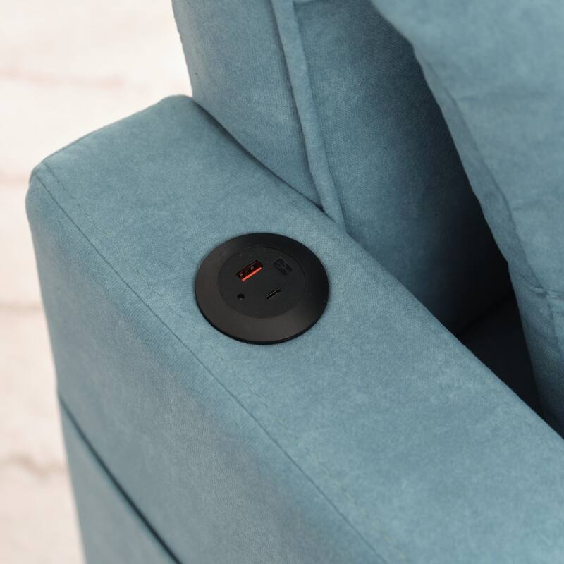 3-in-1 Pull out Convertible Futon Sleeper Armchair Beds with USB Ports