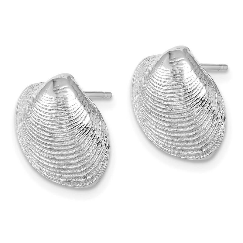 Curata 14k Yellow or White Gold Clam Shell Post Earrings - 12.65x15mm